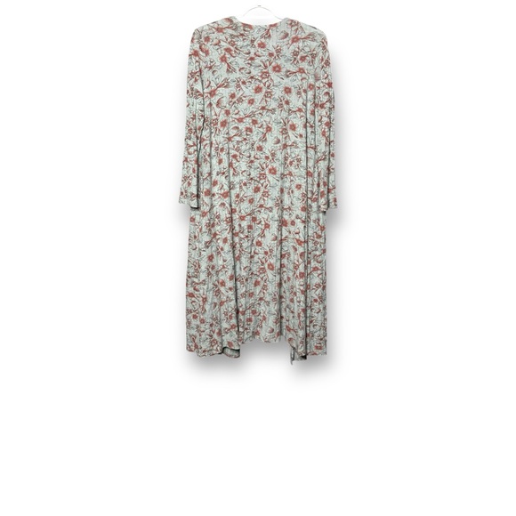 LuLaRoe S (6-8) Duster Cardigan Sarah Floral Gray Salmon Ribbed - Picture 10 of 12